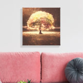 Herfst Tree en Romantische Rustieke String Lights Canvas Afdruk (Insitu (Woonkamer))