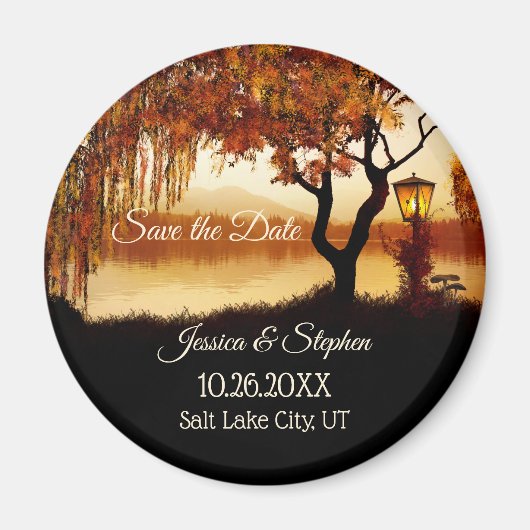 Herfst Tree Lake Uitzicht Save the Date Magnet Magneet (Voorkant)