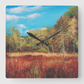 Herfst Trees Blue Sky Art Vierkante Klok (Voorkant)