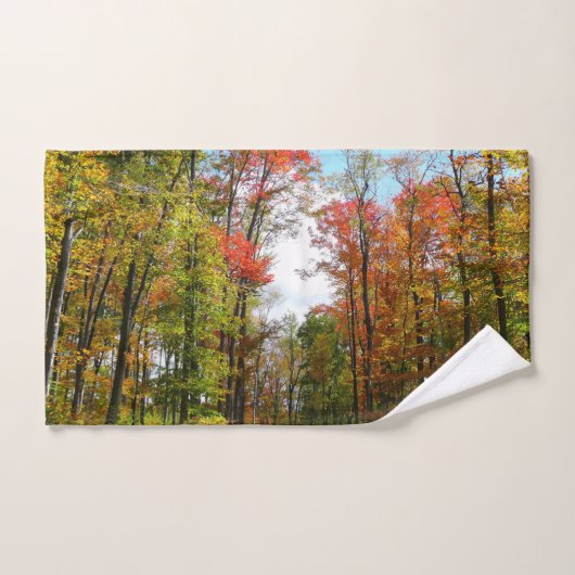 Herfst Trees en Blue Sky Autumn Natuur Fotografie Handdoek (Handdoek)