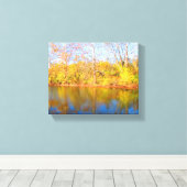 Herfst Trees reflecterend op watercanvas afdrukken (Insitu (Houten vloer))