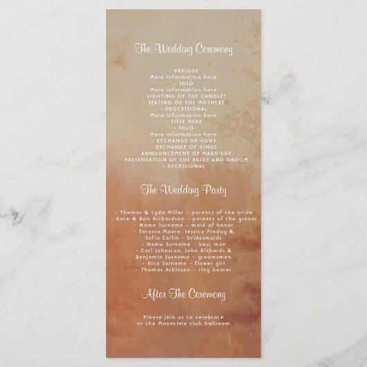 Herfst Trees Rustic Wedding Programs Programma (Achterkant)
