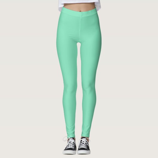 Herfst Trend Kleur Minty Green Solid Leggings (Voorkant)