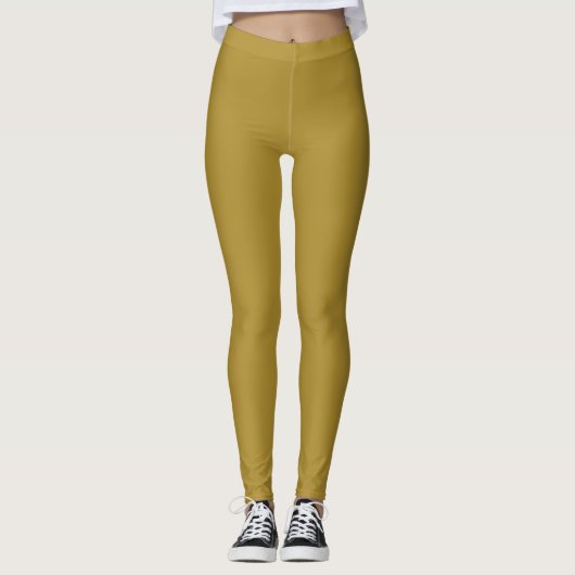 Herfst Trend Kleur Zonnig Olijf Solid Leggings (Voorkant)