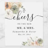 Herfst Trouwetiket | Aquarel Pompoen Wijn Etiket (Enkel label)