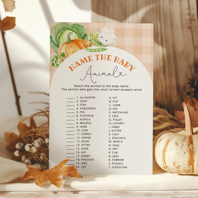 Herfst tuin Naam de baby dier baby shower spel (Creator heeft geüpload)