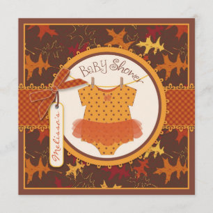 Herfst Tutu en Autumn Leaves Baby shower Kaart