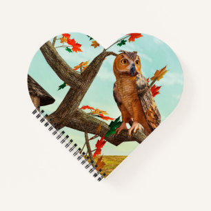 Herfst-uil esdoorn boom wild life kunst notitieboek