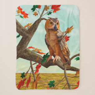 Herfst-uil esdoorn boom wild life kunst sherpa deken