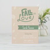 Herfst uit liefde - hart en bladeren monoton kaart (Staand voorkant)