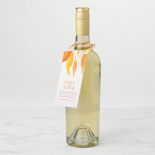 Herfst uit liefde herfst sinaasappel bladeren trou flessenhanger (Schuin)