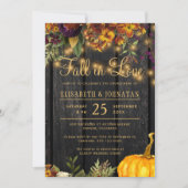 Herfst uit liefde rustic string lichtt verlofparti kaart (Voorkant)