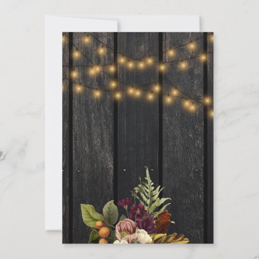 Herfst uit liefde rustic string lichtt verlofparti kaart (Achterkant)
