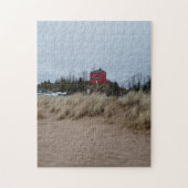 Herfst Uitzicht Marquette Harbour Vuurtoren Legpuzzel (Verticaal)