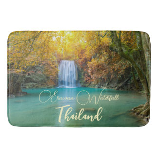 Herfst Uitzicht van Erawan Waterfall Thailand Badmat