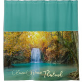 Herfst Uitzicht van Erawan Waterfall Thailand Douchegordijn (Voorkant)