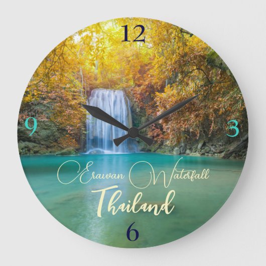 Herfst Uitzicht van Erawan Waterfall Thailand Grote Klok (Voorkant)