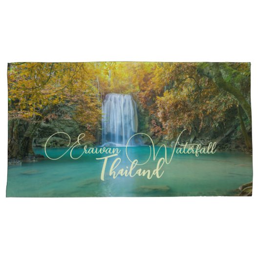 Herfst Uitzicht van Erawan Waterfall Thailand Kussensloop (Voorkant-Rechts)