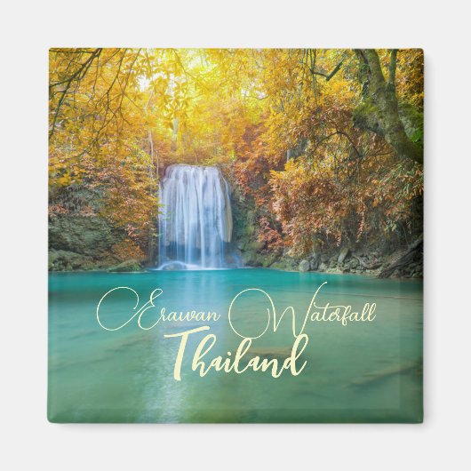 Herfst Uitzicht van Erawan Waterfall Thailand Magneet (Voorkant)