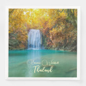 Herfst Uitzicht van Erawan Waterfall Thailand Servet (Voorkant)