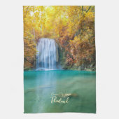 Herfst Uitzicht van Erawan Waterfall Thailand Theedoek (Verticaal)