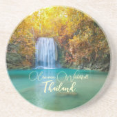 Herfst Uitzicht van Erawan Waterfall Thailand Zandsteen Onderzetter (Voorkant)