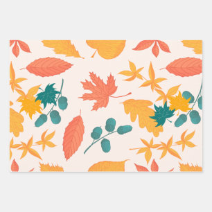 Herfst vallende bladeren aquarelpatroon  inpakpapier vel