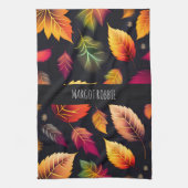 Herfst vallende bladeren Gradiënt Regenboog Patroo Theedoek (Verticaal)