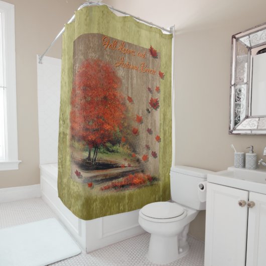 Herfst vallende bladeren landschap douchegordijn (In situ)