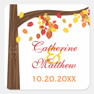 Herfst Vallende Bladeren Save The Date Stickers