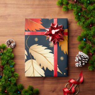 Herfst vallende bladeren Sinaasappel Retro Pattern Cadeaupapier