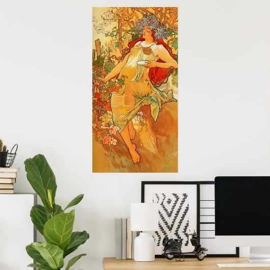 herfst van Alphonse Mucha Poster (Thuiskantoor)