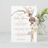 HERFST van BEIDE Arch Floral Copper Modern Baby sh Kaart (Staand voorkant)