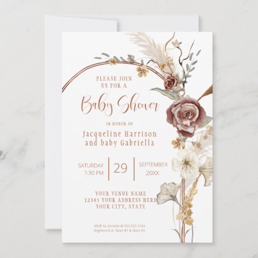 HERFST van BEIHO Floral Modern Copper Baby shower Kaart (Voorkant)