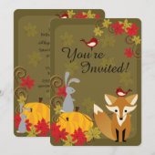 Herfst van Cute Fox and Woodland Animals Kaart (Voorkant / Achterkant)