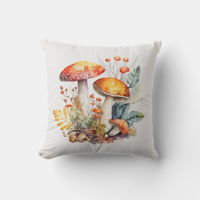 Herfst van de bospaddenstoelen, paddenstoelen, Vin Kussen (Voorkant)