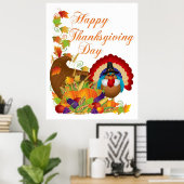 Herfst van de Thanksgiving Harvest Cornucopia en T Poster (Thuiskantoor)