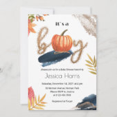 Herfst van een pompoenkind onder de douche kaart (Voorkant)