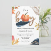 Herfst van een pompoenkind onder de douche kaart (Staand voorkant)