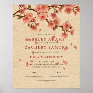 herfst van Floral Wedding Certificate "Heilige Mat Poster