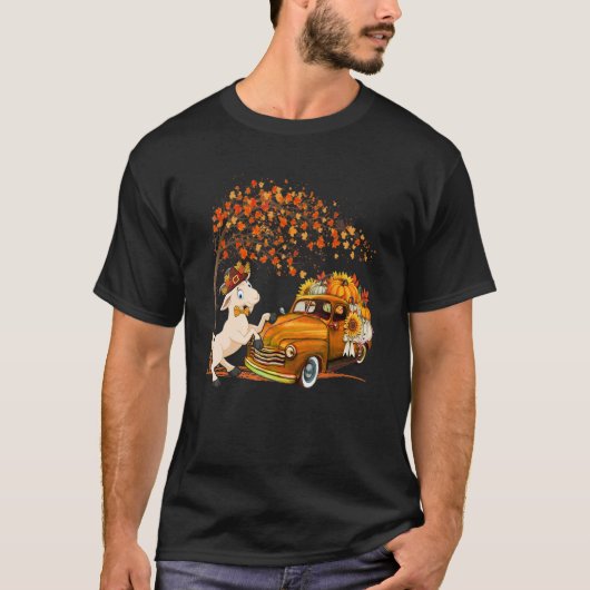 Herfst van geit met Pet  ophaalwagen P T-shirt (Voorkant)