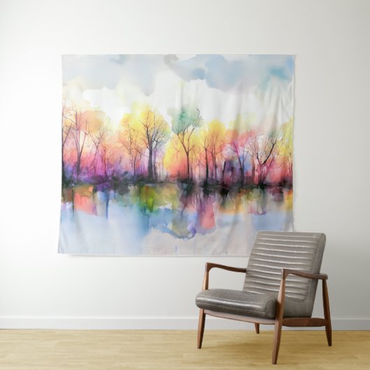 Herfst van het meer wandkleed (In Situ (horizontaal))