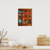 Herfst van het venster van hout - Verlichting Poster (Keuken)