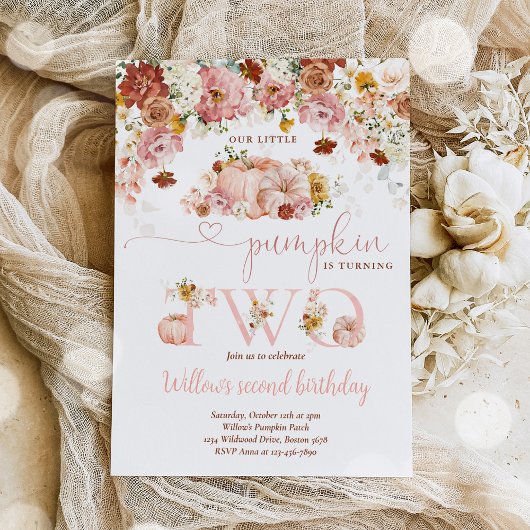 Herfst van wilde bloemen Floral Rustic Pumpkin 2e Kaart