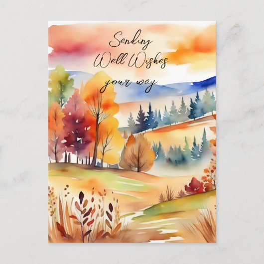 Herfst velden herfst waterverf landschap goede wen briefkaart (Voorkant)