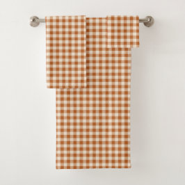 Herfst Verbrand Oranje Gingham Patroon Herfst Scho Bad Handdoek