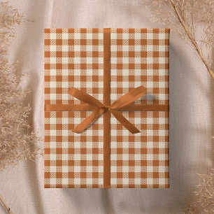 Herfst Verbrand Oranje Gingham Patroon Herfst Scho Cadeaupapier