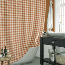 Herfst Verbrand Oranje Gingham Patroon Herfst Scho Douchegordijn