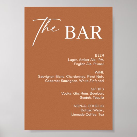 Herfst Verbrand Oranje Trouw Bar Bord Poster (Voorkant)