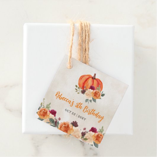 Herfst verbrande Oranje pompoen patch verjaardag Bedankjes Labels (In situ)